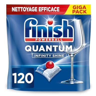 Finish Quantum Infinity Shine Pastilles Lave-Vaisselle, Elimine Les Taches Tenaces, 120 Capsules