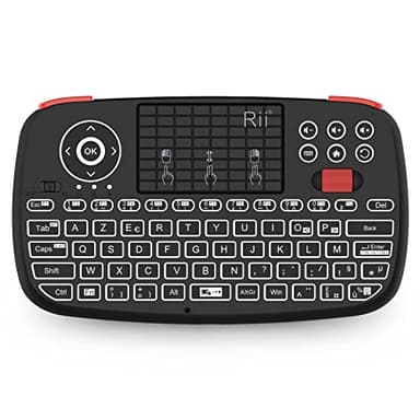 Rii i4 Mini Clavier sans Fil Bluetooth & 2.4 GHz (AZERTY) avec pavé Tactile, LED Backlit, Batterie Rechargeable pour iOS Windows Android tablettes, Raspberry Pi2, Linux et Ordinateur