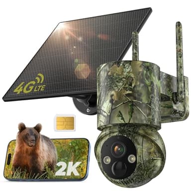 Caytail Caméra de Chasse 4G LTE & Solaire avec PTZ | SIM Préinstallée, Vision Nuit Couleur, Détection Mouvement, Audio Bidirectionnel et Batterie 5000mAh