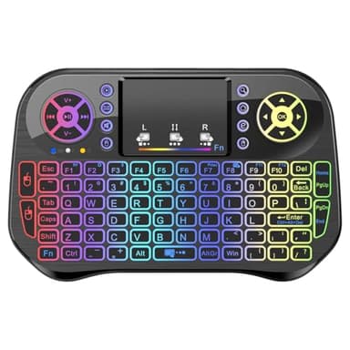 LONGYI i10 Mini Clavier sans Fil Smart TV Clavier Mini sans Fil Rétroéclairé avec Souris Touchpad, Bluetooth et 2,4 GHz USB Keyboard pour Android TV Box/HTPC/Pad/Notebook/Projector