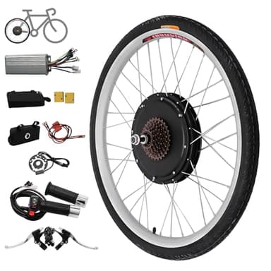 Jiumxliu Kit de conversion vélo électrique 28 pouces 48 V 1000 W moteur arrière 45-55 km/h, 5 niveaux PAS, tempomat, pack contrôleur de frein à disque/V