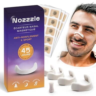 Écarteur Nasal Magnétique Anti Ronflement & 90 Patchs - Bande avec Aimant Puissant pour Respiration Efficace par le Nez - Bandelettes Adhésives - Dilatateur pour Sommeil et Sport - Alternative Strips
