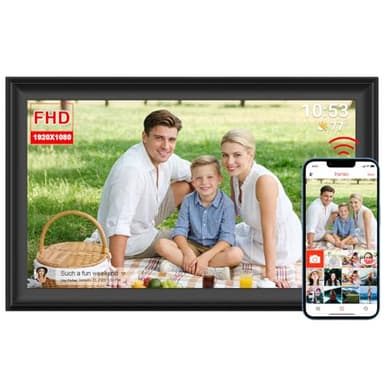 FRAMEO Cadre photo numérique WiFi 15,6" 1920 x 1080 FHD Grand 32 Go Smart Digital Écran tactile Rotation automatique Montage mural Photos/vidéos Partagez instantanément des photos/vidéos via
