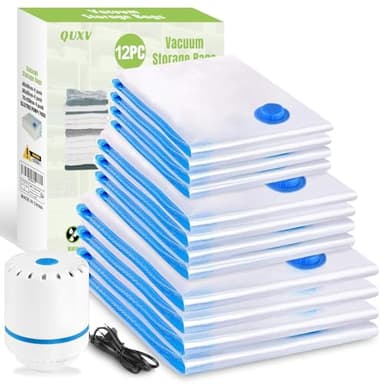 Sac Rangement Sous Vide Aspirateur, Ensemble De 12 (4XL*100X80cm 4L*80x60cm 4M*60x40cm), Sac de Rangement Sous Vide Pour VêTements, Couettes, Voyages