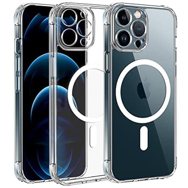 Qasyfanc Magnétique Coque Protection Caméra pour iPhone 12 Pro Compatible avec MagSafe Charge sans Fil, Anti-Jaune Antichoc Anti-Rayures Étui Housse pour iPhone 12 Pro, Transparente