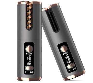 Fer a Boucler Cheveux Automatique Sans Fil Fer a Friser avec 6 Réglages de Température & Minuteur, Boucleur Céramique USB Rechargeable, Anti-brûlure, pour Cheveux Longs Courts