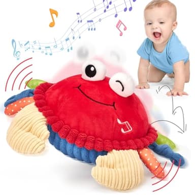 hahaland Jouet Bebe 6-12 Mois, Crabe Qui Marche Bebe avec Musique & Enregistrement Jouets en Peluche Interactifs Tummy Time, Jouets musicaux Rampants Cadeau Enfant 1 2 3 Ans Garcon Fille