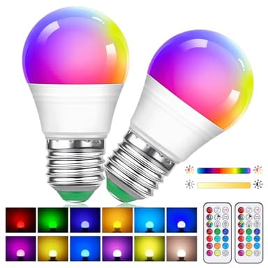 2 Pack Ampoules LED Edison Multicolores à Intensité Variable G45 5W Avec Télécommande, Culot E27 à Vis, Changement De Couleur, RGB+ Blanc Chaud, Idéales Pour L'éclairage Quotidien Et D'ambiance