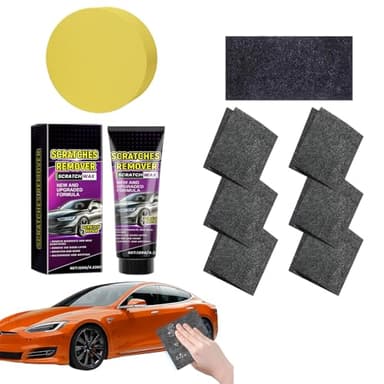Chiffon Nano Sparkle Éliminateur de Rayures Voiture 2026, Kit Réparation avec 6x Nano Sparkle Cloth & Pâte Polissage 120g, Car Scratch Remover pour Rayures Légères, Peinture Auto & Brillance