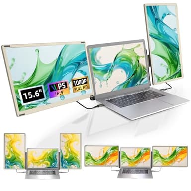 Newwin Double Ecran PC Portable 15,6" FHD 1080P IPS Multi Triple Ecran PC Portable Moniteur Portable Monitor Extension Ecran pour 13,3-17" Ordinateur Portable Compatible avec Windows Chrome