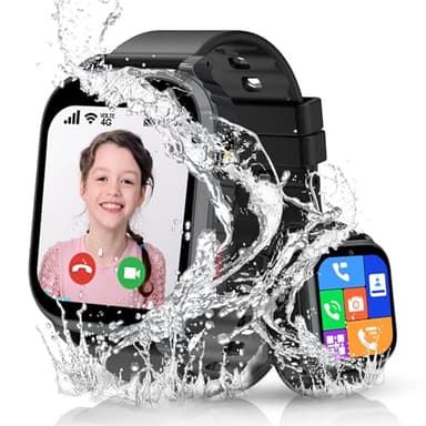 Kesasohe Montre Connectée Enfant 4G/GPS/WiFi/Appel Vidéo, Montre GPS Enfant avec Chat Familial, SOS, Téléphone Etanche Jeux Réveil Mode Classe, IP68, Montre Intelligente Enfants Smartwatch Cadeau