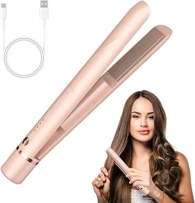 NAVESO Lisseur Sans Fil, Mini Fer à Lisser Portable, Lisseur Cheveux Sans Fil, Lisseur Portable Sans Fil, Lisseur de Voyage USB, Lisseur Sans Fil Rechargeable, Mini Lisseur Cheveux Sans Fil, Rose