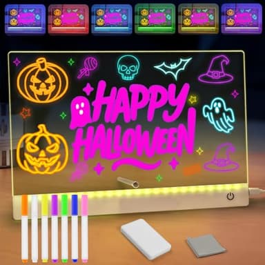 Tablette Lumineuse Dessin Enfant, 30x20cm Tableau Lumineux,Tablette Ecriture Enfant En Incluant 7 Surligneurs, Grand Choix De Cadeaux Pour Enfants, Maison, Bureau Et Décorations De Fêtes