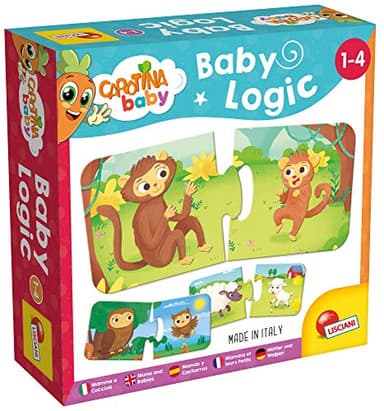 Lisciani - CAROTINA BABY - Logique Bébé Mamans et Petits - Jeu Éducatif d'Eveil pour Enfants de 1 à 4 Ans - 12 Puzzles de 2 Pièces à Associer - Développe Observation, Logique et Coordination