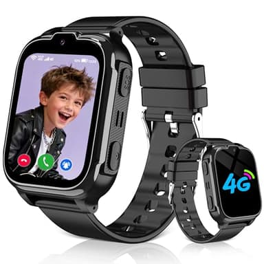 Kesasohe Montre Connectée Enfant 4G/GPS/WiFi/Appel Vidéo, Montre GPS Enfant avec Chat Familial, SOS, Téléphone Etanche Jeux Réveil Mode Classe, IP68, Montre Intelligente Enfants Smartwatch Cadeau