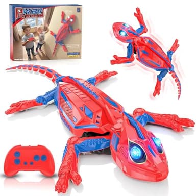 Gecko Radiocommandé, Lézard Télécommandé Qui Rampe Sur Le Sol et Les Murs avec Yeux Lumineux, Rechargeable Caméléon Robot Spider Jouet Enfant 3 4 5 6 7 8 Ans Cadeau Noël Halloween pour Garçon Fille
