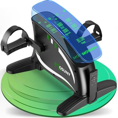 Pedalier D Appartement, MOSUNY 2025 Pedalier, Mini Velo Appartement avec Résistance & Vitesse Adjustable, 2 en 1 Pedalier Bureau Électrique pour Bras et Jambes, Grand Écran LCD - Idéal pour Seniors