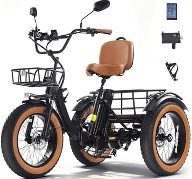 NOMIGO Tricycle électrique pour Adultes Tricycle électrique Pliable pour Adultes Vélo électrique à 3 Roues Autonomie de 90 km Tricycle électrique Batterie au Lithium 48V15,6 Ah Pneus Larges