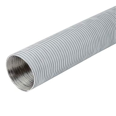 Ø 120mm Conduit d'air Flexible pour Hotte de Cuisine, Climatiseur, Hotte Aspirante, Sèche-linge - 1.5m Tuyau d'évacuation Semi-rigide - Conduit de Ventilation - Aluminium Blanc