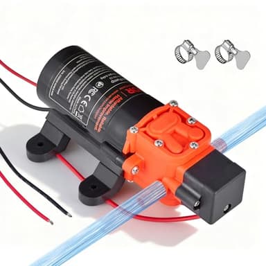 VEVOR Pompe à Eau à Membrane Auto-amorçante 12 V CC 4,5 L/min Pression 5,5 bar 2 Chambres, avec Colliers Serrage, Pompe à Eau pour Camping-car, Lavage de Voitures, Bateaux, Irrigation Agricole, Jardin