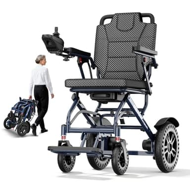 ByteTecpeak D14 Fauteuil roulant electrique pliable leger, 25KM chaise roulante electrique avec batterie 12Ah amovible en alliage d'aluminium, Pour 150KG, Navigabilité des aéronefs