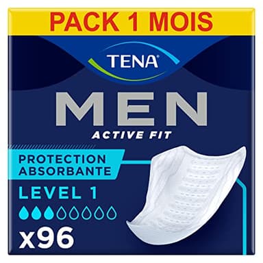 TENA Men Protections Absorbantes Niveau 1 Incontinence Homme - Pour Fuites Urinaires Légères - 96 Protections (Pack 1 mois) 12 unités (Lot de 8)