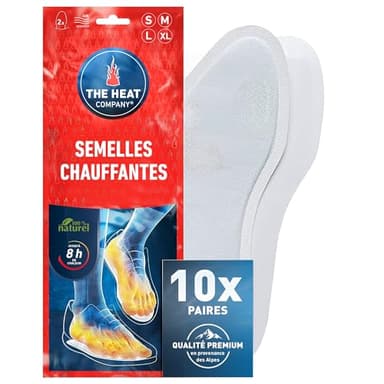 THE HEAT COMPANY Semelles Chauffantes - 10 Paires - Extra Chaud - 8 Heures de Chaleur - Chaleur immédiate - autochauffante - purement Naturel - Small Taille: 36-38